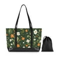 thumbnail image 7 of FORMRS Canvas Laptop Tote Bag for Women with 15.6" Computer Compartments Shoulder Handbag, Green Flowers Pattern, 7 of 7