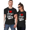 thumbnail image 1 of Camiseta de pareja, camiseta creativa con estampado gráfico "Amo a mi esposo y esposa" para hombre, camiseta informal de manga corta con cuello redondo, camiseta para exteriores de verano para adultos, 1 of 6