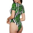 thumbnail image 2 of Saiise Motif Palmier Vert, Grenouillère à Manches Courtes pour Femmes, Pyjama à Col Rond, Justaucorps Extensible avec Fermeture à Pression - Grand, 2 of 7