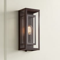 Possini Euro Design Modern Wall Light Sconce Bronze Brown Hardwired 6 3/4" Fixture Clear Glass for Bedroom Bathroom Vanity Reading