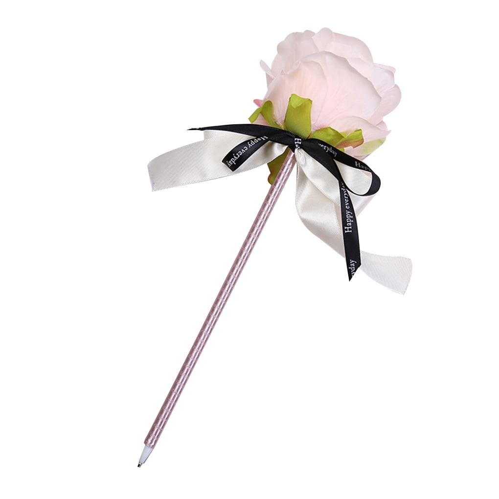 Rose Flower Bowknot Ribbon Ballpoint Pen Gel Pen Stationary School Office Supply 