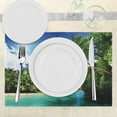 thumbnail image 3 of Ambesonne Jungle Place Mats Set of 4, Mahe Island Lake Palms, Standard Size, Aqua Green White, 3 of 6