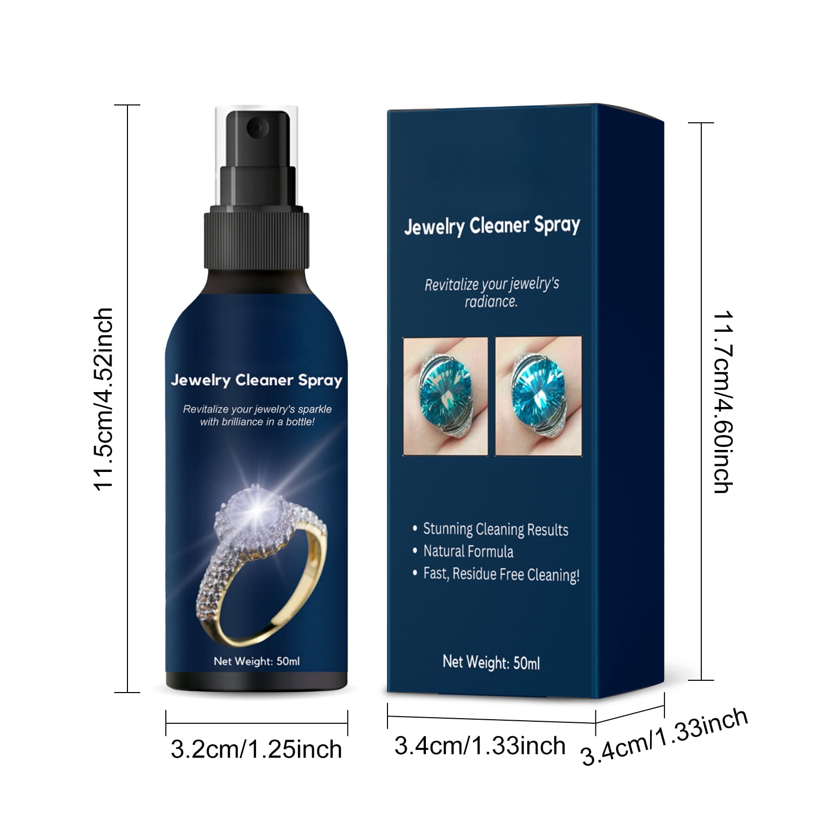 Alvantor Anti-Tarnish Jewelry Cleaner Spray for Gold and Silver, Restores Shine, 1.69 fl oz