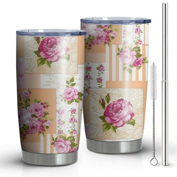 20 Oz Pioneer Flower Coffee Tumbler Double Wall Insulated Stainless Steel Water Bottle | Metal Reusable Thermoses Flask with Cup Cap | Leak & Sweat Proof with Anti-Dust Lid