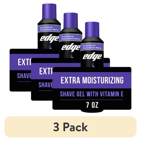 (3 pack) Edge Extra Moisturizing Shave Gel with Vitamin E, Hydrating Shaving Gel for Smooth Razor Glide and Skin Comfort, 7 oz