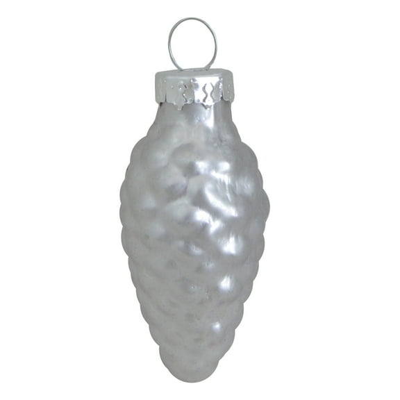 Whitehurst 56ct Silver Matte Finish Glass Christmas Pinecone Ornaments - 1.75" (45mm)