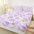 thumbnail image 3 of Manfei Princess Dreamy Bow Bed Sheets for Kid, Purple Rose Flower King Sheets, Kawaii Cartoon Bow Sheet Set, Lightweight Room Decor, 4-Piece, 3 of 7