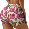 thumbnail image 2 of Sigee Rose Flowers Print Women's High Waist Workout Shorts - Squat Proof, Tummy Control, Yoga and Gym Activewear-X-Large, 2 of 9