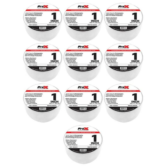 ProX XGF-160WH 180FT 1" Commercial Grade Matte White Gaffer Tape 10 Package