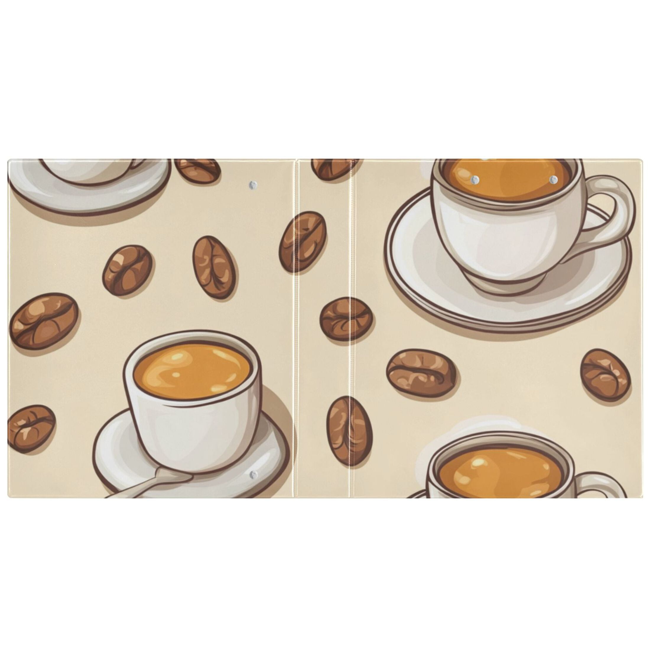 Latte and Coffee Beans 3 Ring Binders 1.5 inch Hardcover File Folders with Interior Pockets A4 Size Organizer for School Office Hospital