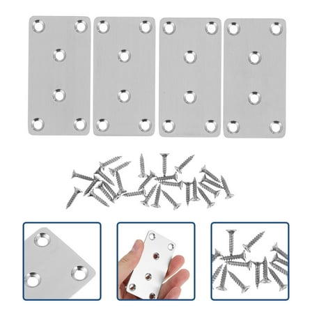 Worgeous 4 PCS Corner Bracket Stainless Steel Mending Joining Plate Brace