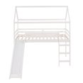 thumbnail image 5 of Kacho Twin Loft Bed with Slide for Wood House Bunk Bed with Roof, Solid Wood Loft Bed with Full-Length Safety Guardrails Ladders, House Loft Bed for Bedroom Dormitory, White, 5 of 10