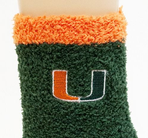 Miami Hurricanes Solid Fuzzy Sock - Donegal Bay - Unisex - One Size - Ankle