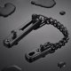 thumbnail image 1 of Cadena de puerta antirrobo, tope de puerta estrecho, cerradura de puerta antirrobo con resorte, con tornillos, para puertas interiores de casa, tratamiento superficial de acero inoxidable cepillado negro mate [201 versión más gruesa mejorada JM, 1 of 5