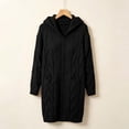 thumbnail image 4 of Otvok Women Hooded Cable Knit Long Cardigan, Open Front Long Sleeve Maxi Length Loose Sweater Coat with Side Pockets, 4 of 7