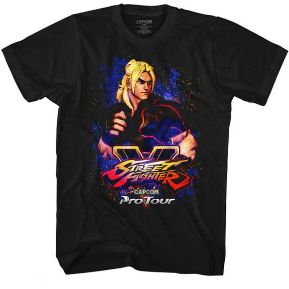 Street Fighter Pro Tour Ken Black Adult T-Shirt