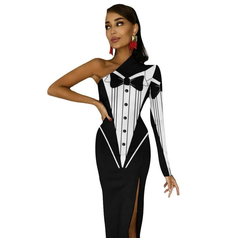 Tuxedo Half Dleeve Split Dress dress women summer clothing women summer -  Walmart.com