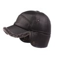 thumbnail image 4 of Mens‘ Leather Hat Winter Warm Trapper Outdoor Hunting Ear Flap Baseball Cap With Brim, 4 of 12