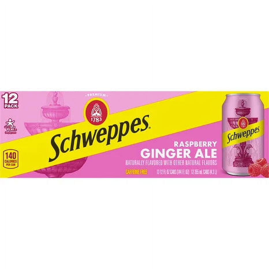 Schweppes Raspberry Ginger Ale Cans, 12 Fl Oz, 24 Pack