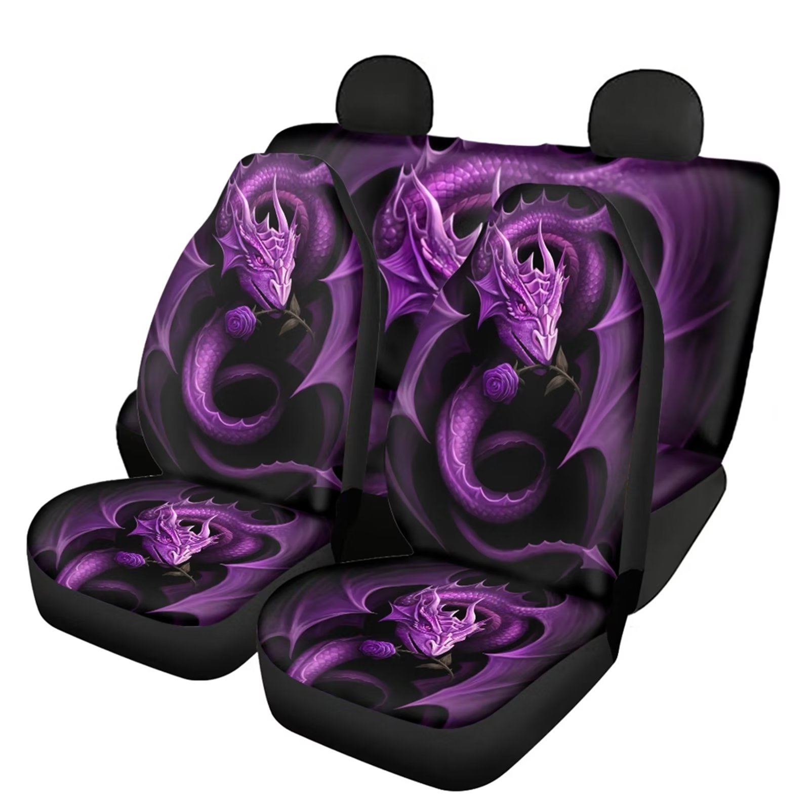 STUOARTE Dragon Car Seat Covers Packs of 4 Durable Front & Rear Seat Covers Interior Auto