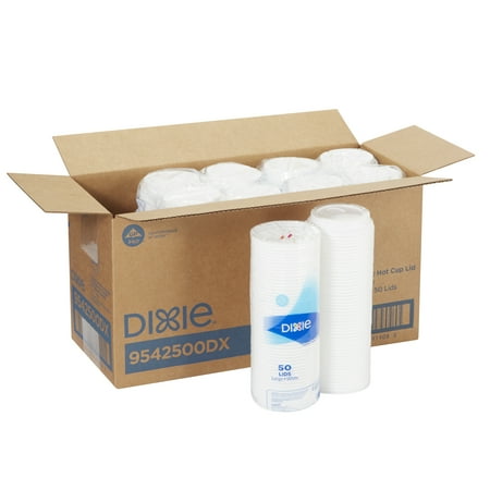 Dixie® (9542500DX) Large Dome Plastic Hot Cup Lid by Georgia-Pacific, For Dixie® Disposable Coffee Cups, White, 10 Sleeves at 50 Lids (500 Lids Total)