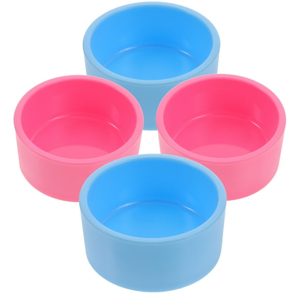 OUNONA Small Animal Food Bowls 4-Pack Plastic Pink Pet Feeding Dishes for Lizards and Small Pets