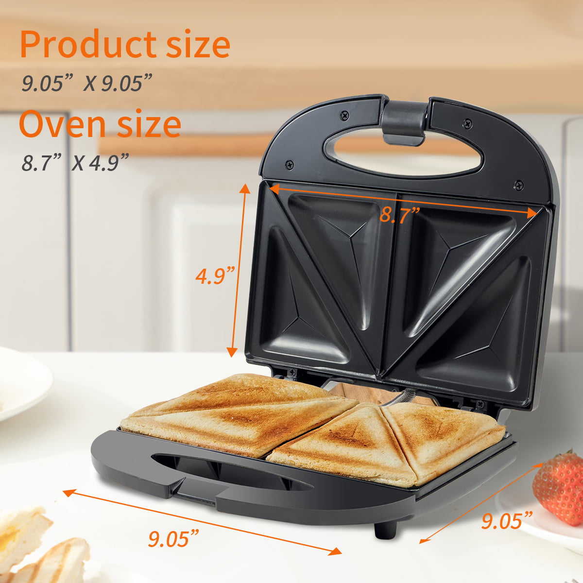 Tiastar Panini Press Sandwich Maker, Sandwich Press with Indicator Lights, Cool Touch Handle, Non-Stick Coated Plates, 750W, Black