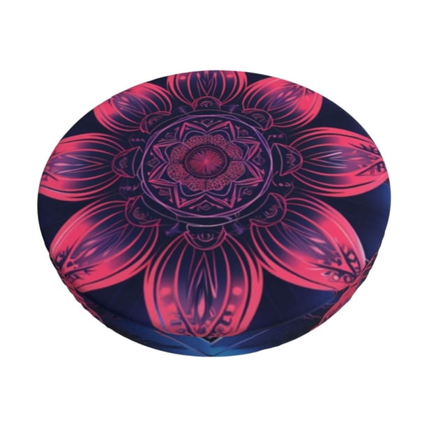 Disketp Bohemian Vintage Pattern Funda Redonda para Taburete, Funda de Cojín para Silla de Bar Suave y Elástica-13 inch