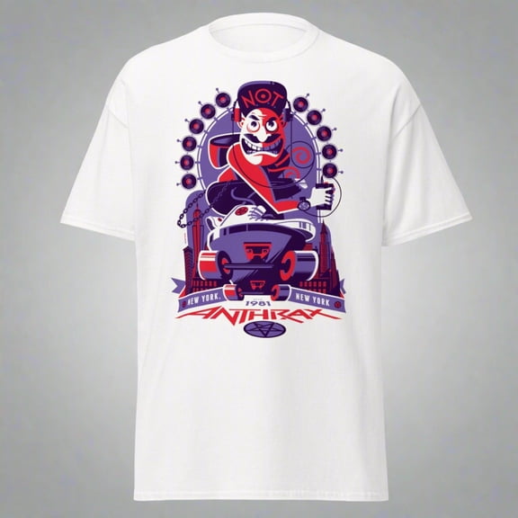 Anthrax - New York 81 Tour Jumbo Print Unisex T-Shirt - White - Small