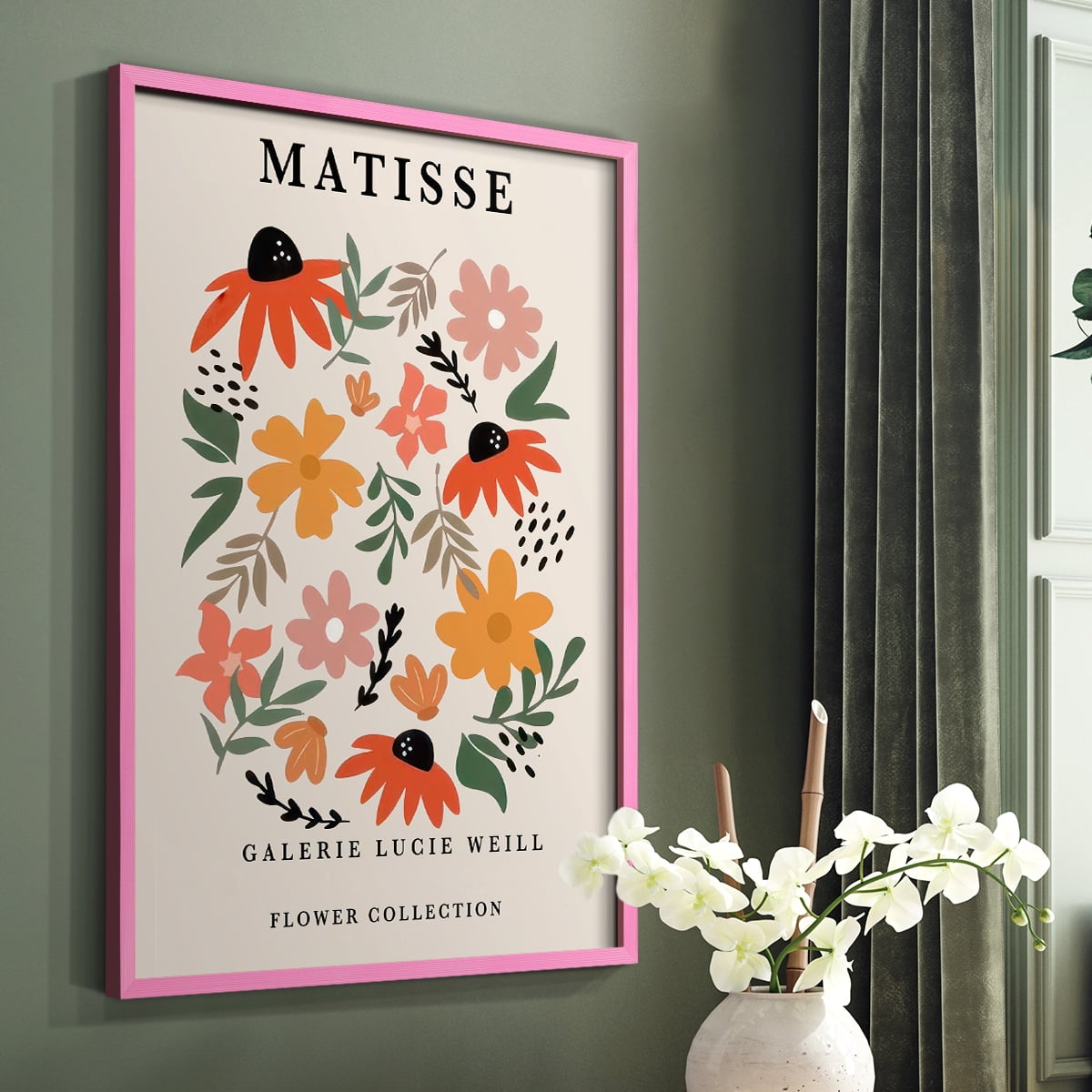 Matisse CXCI Framed Print in Pink Solid Wood 11 x 14 Framed Print