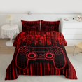 thumbnail image 2 of Feelyou Chic Game Console Bedding Comforter Set for Kids, Cartoon Gamepad Lover Twin Comforter Sets, Fashion Red Square Abstract Reversible Bedding Set, Luxury Bedroom Decor, 2 Pieces, 2 of 8
