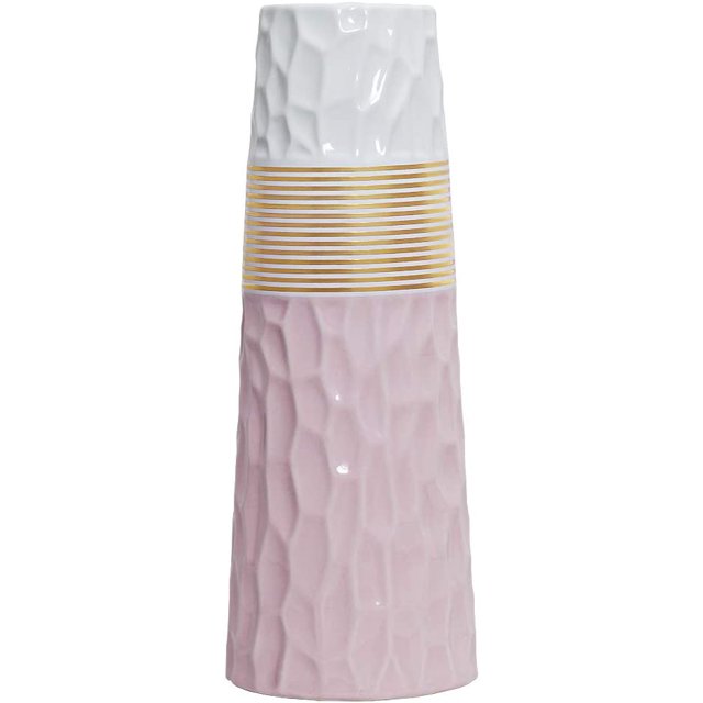Florero de rosas de 28 cm Jarrones decorativos de cerámica de oro blanco Diseño superior para el hogar, fiesta, centro de mesa de la boda JFHHH pequeña