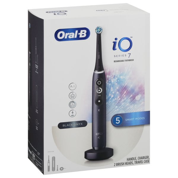 Oral-B IO Series 7 Electric Toothbrush With 2 Brush Heads, Black Onyx ...