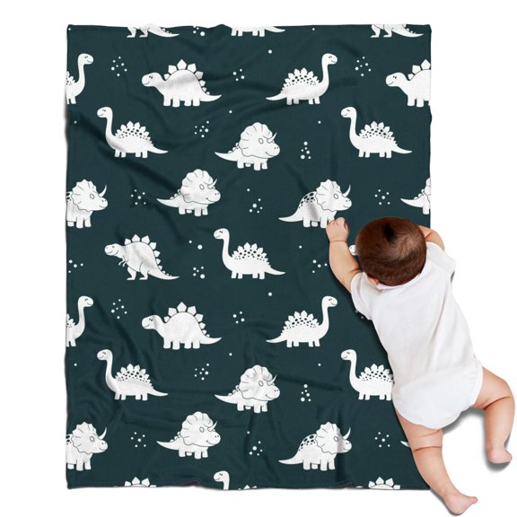 Black Dinosaurs Silhouette Pattern Blanket,Comfortable Soft Flannel Throw Blanket,All Season,Warm Lightweight Blankets for Sofa Bed Couch Living Room Chair,30"x40"