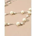 thumbnail image 3 of K-KED Extra Long Big Jumbo Pearl Necklace Silver Tone Thin Dainty Smooth Chain 58" New, 3 of 3