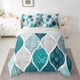 thumbnail image 2 of jejeloiu Boho Bohemian Style 7 Pieces Bedding Comforter Set,Abstract Geometric Stripe Full Bedding Set,Blue White Fitted Sheet Flat Sheet For Men Women,Microfiber Bedroom Decor Reversible, 2 of 8