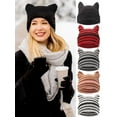 thumbnail image 2 of Lava Knit Cat Ear Beanie for Women, Soft Warm Striped Winter Hat, 19"-23" Universal Fit, 2 of 6