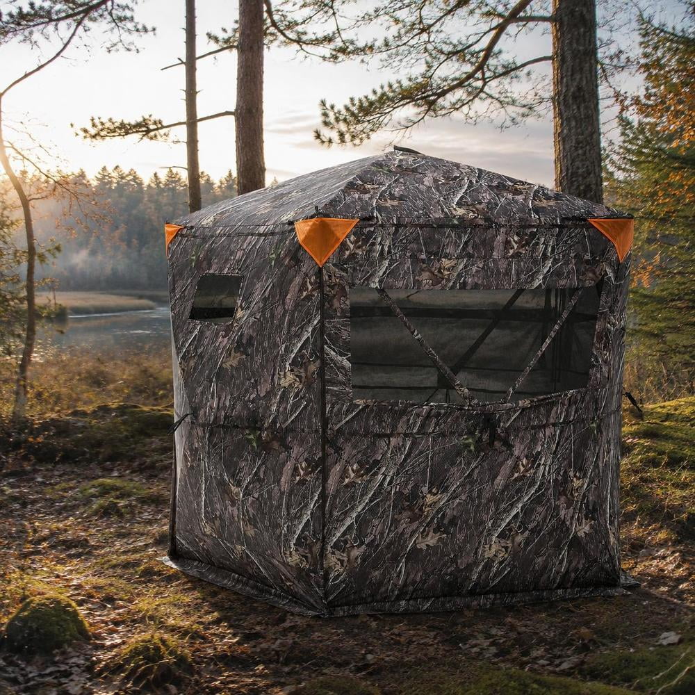 288 Degree 5-Side See-Through Hunting Blind for 6-7 Persons Waterproof 150D Camouflage Fabric Carrying Bag