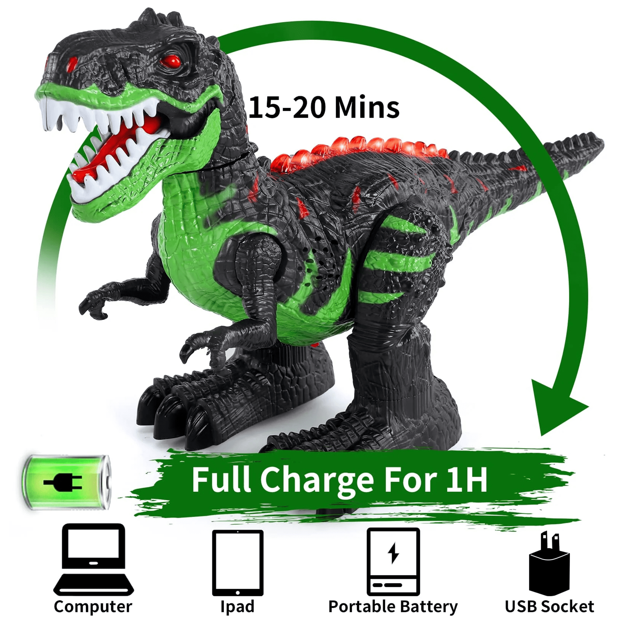 UUGEE Remote Control Dinosaur Toys for Boys, 2.4G RC Dinosaur Robot T-rex with Light Sound, Christmas Birthday Gifts Toys Ages 6 7 8+ Year Old Kids