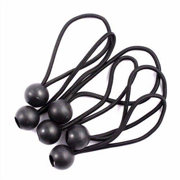 Wideskall Bâche Élastique à Billes 6 Pouces Pouces Robuste avec Sangle d'Attache, Noir (Lot de 6)