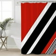 thumbnail image 2 of Red Black Stripe Shower Curtains for Bathroom Waterproof Fabric Bath Curtains Decor Bath Tub Curtain Geometric Simple Color Line Decorative Shower Curtain Sets with 12 Hooks, 72x72 Inch, 2 of 6