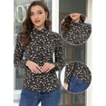 thumbnail image 2 of DARING DIVA Women's Long Sleeve Point Collar Ditsy Floral Shirt XS Black Red, 2 of 6