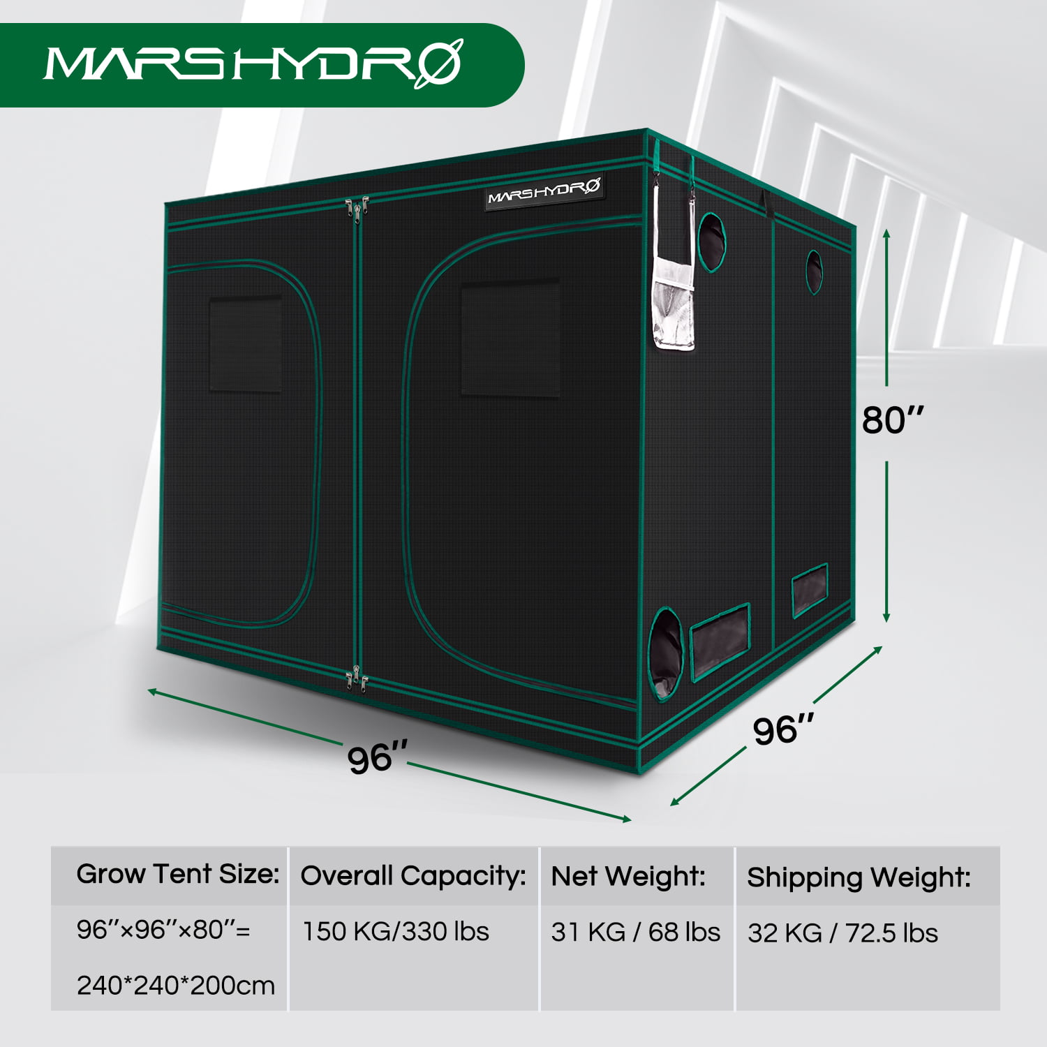 Mars Hydro 2' x 2' x 5' Indoor Grow Tent Room Box For Indoor Plant Home Cabinet 