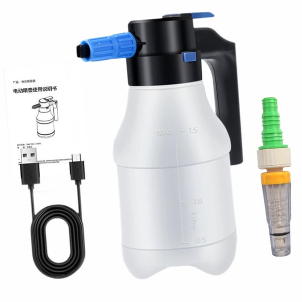 Pulverizador de espuma eléctrico automático para automóvil de 1,5 l, pulverizador de jabón líquido portátil de mano con carga USB para detalles de