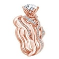 thumbnail image 2 of AFFY 1.43 Carat(Cttw) Round Moissanite & Natural Diamond Wedding Ring With Matching Band 14K Solid Rose Gold Ring Size-5, 2 of 2