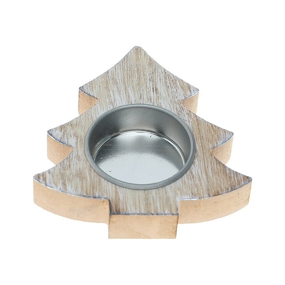 Fiudx Candelabro de Madera con Forma de Copo de Nieve, Textura de Madera Natural, Revestimiento Metálico Seguro, Formas Versátiles de Árbol de Navidad y Pentagrama, Decoración de Mesa Navideña, Ambie