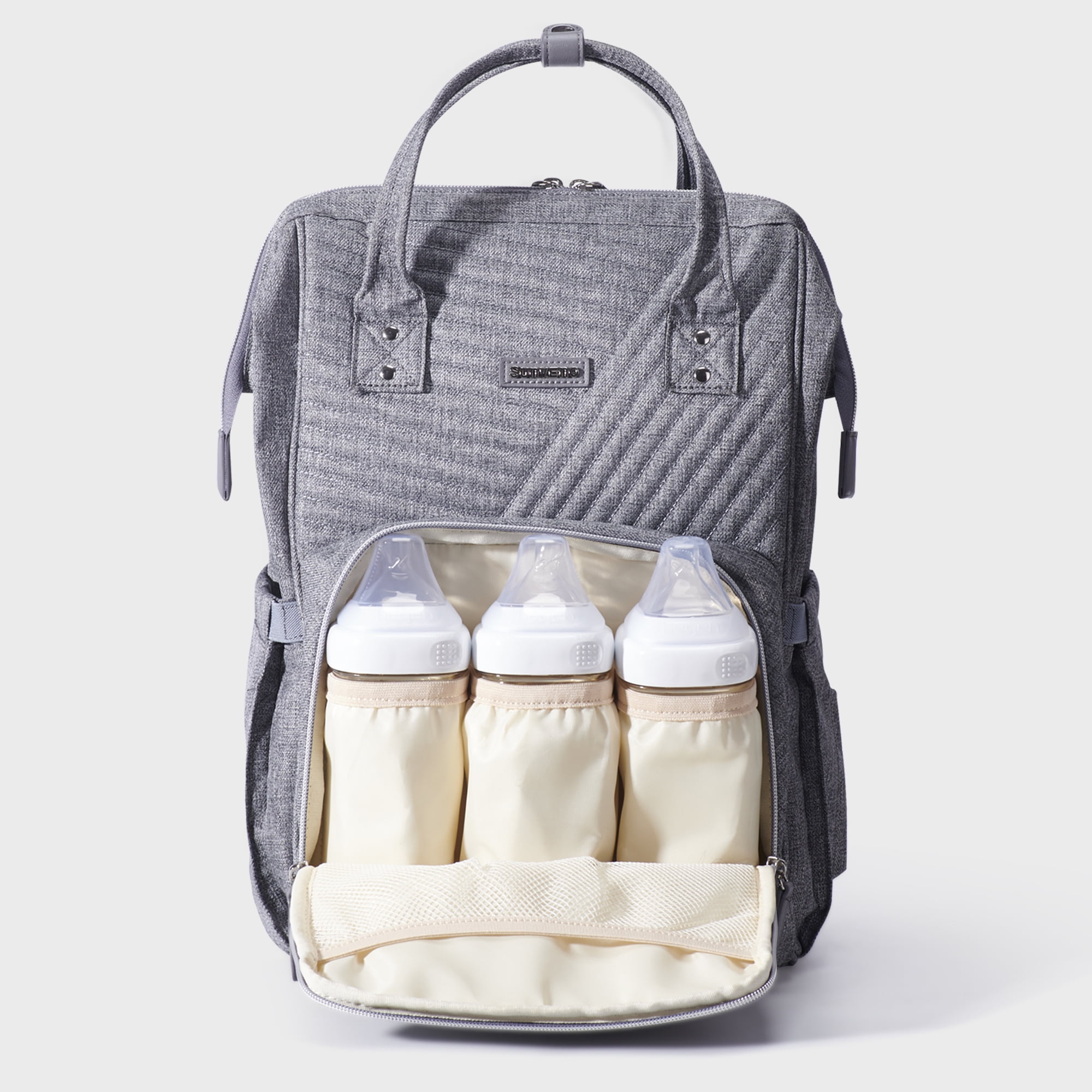 Sunveno Quilted Diaper Backpack, Large Capacity Disposable Diaper Bags