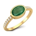 thumbnail image 2 of 7X5 MM Oval Cut Green Emerald 925 Sterling Silver Gold Vermeil Solitaire Women Proposal Ring, 2 of 3
