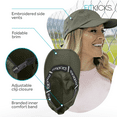 thumbnail image 3 of FITKICKS Folding Cap Comfortable Adjustable Ball Cap UPF 50+ Sun Cap, Green (Unisex), 3 of 7