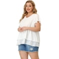 thumbnail image 4 of Women's Plus Size Top Casual Flare Sleeve Double Layers chiffon Blouse White 2X, 4 of 7